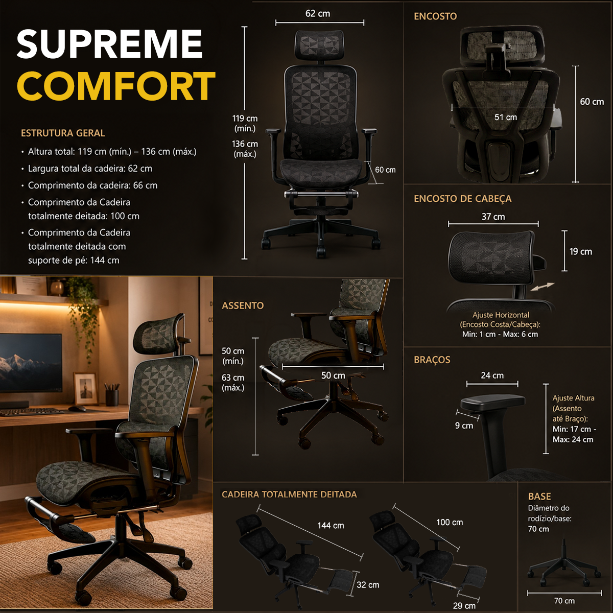 Dimensões da Supreme Comfort